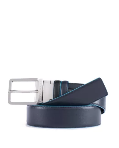 Piquadro Cintura uomo reversibile Blue square Nero/Blu
