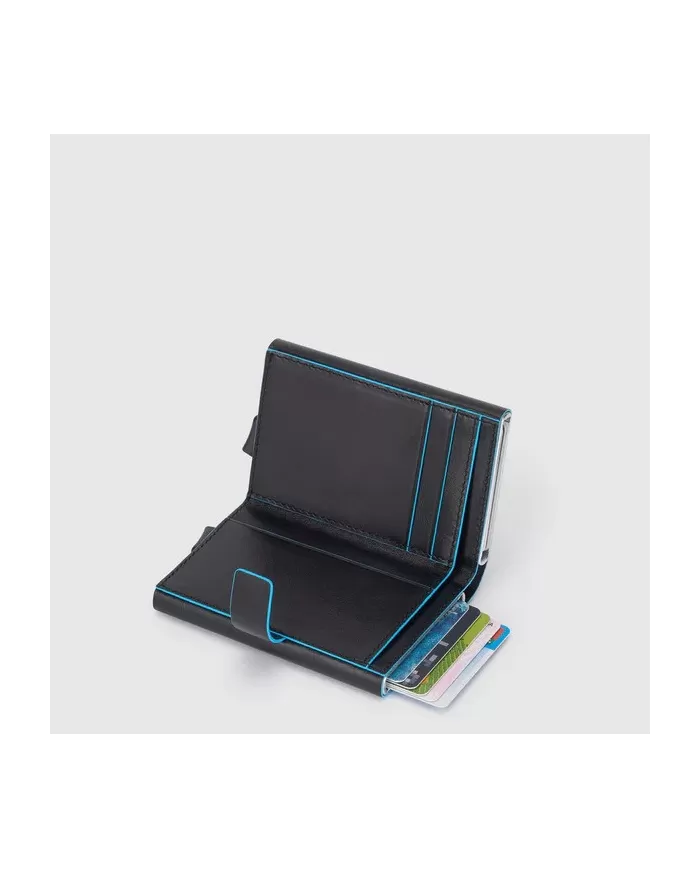 Piquadro Porta carte di credito doppio con sliding system Blue Square Nero