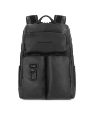 Piquadro Zaino in pelle porta pc 15, Harper Nero