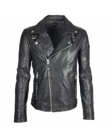 Mauritius Giacca chiodo in pelle uomo Mavric Nero