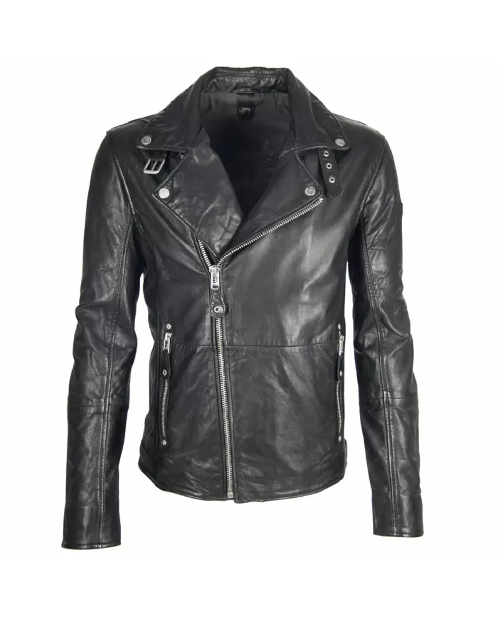 Mauritius Giacca chiodo in pelle uomo Mavric Nero