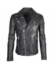 Mauritius Giacca chiodo in pelle uomo Mavric Nero