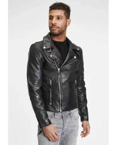 Mauritius Giacca chiodo in pelle uomo Mavric Nero Mauritius Giacca chiodo in pelle uomo Mavric Nero
