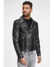 Mauritius Giacca chiodo in pelle uomo Mavric Nero