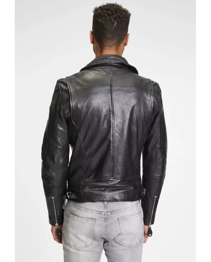 Mauritius Giacca chiodo in pelle uomo Mavric Nero