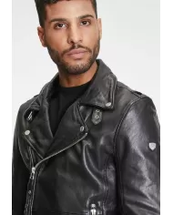 Mauritius Giacca chiodo in pelle uomo Mavric Nero