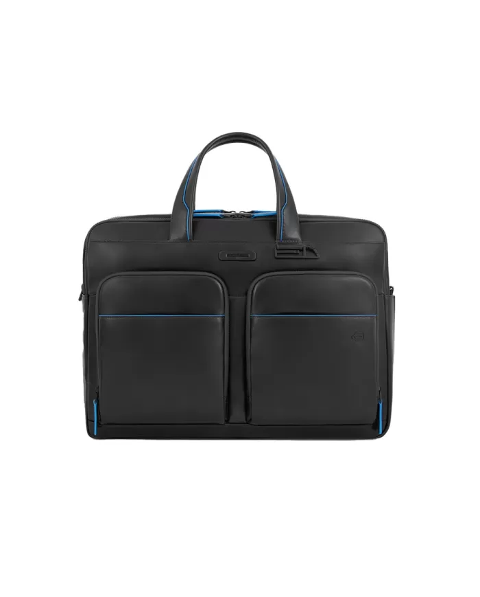 Piquadro Cartella pelle porta pc 15,6" Blue square revamp Nero