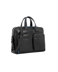 Piquadro Cartella pelle porta pc 15,6" Blue square revamp Nero