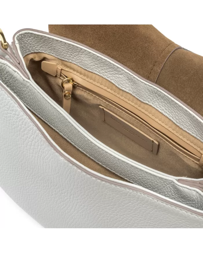 Gianni Chiarini borsa donna in pelle con tracolla colorata "Helena Round" Grigio