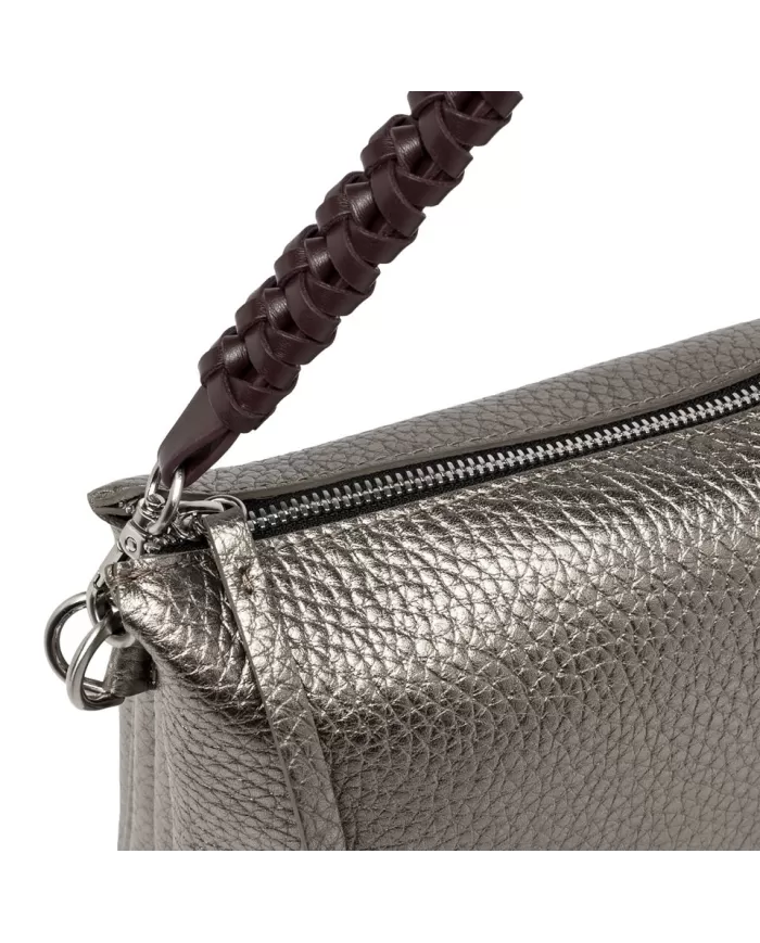 Gianni Chiarini Borsa in pelle manico intrecciato Mia Antracite/Testa moro