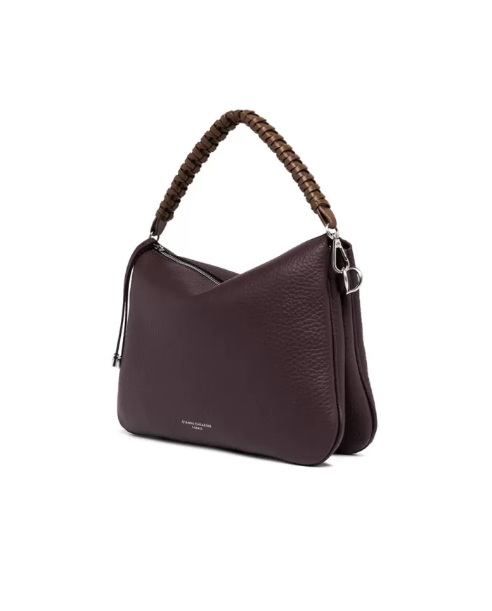 Gianni Chiarini Borsa in pelle manico intrecciato Mia Viola/Testa moro