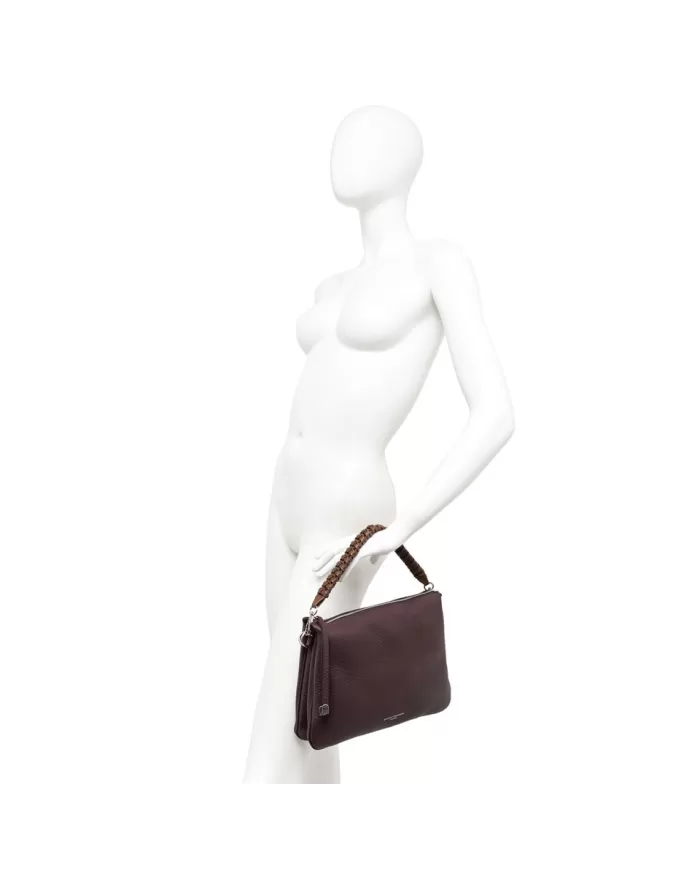 Gianni Chiarini Borsa in pelle manico intrecciato Mia Viola/Testa moro