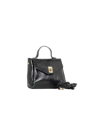 Visona Borsa bandoliera pelle vernice Nero