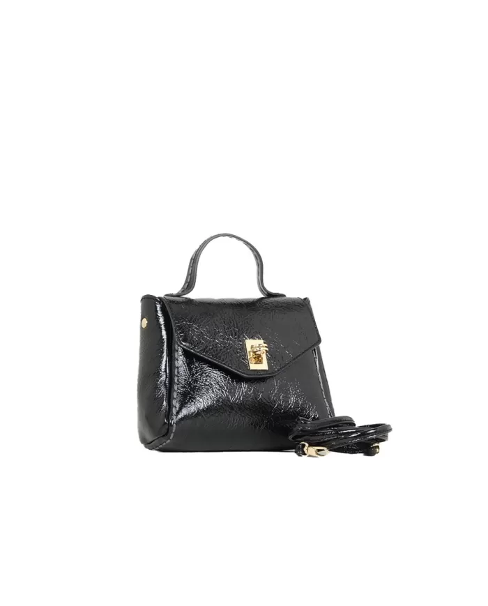 Visona Borsa bandoliera pelle vernice Nero