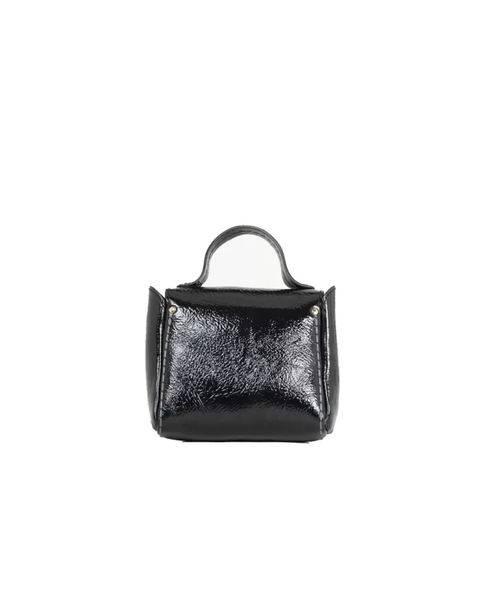 Visona Borsa bandoliera pelle vernice Nero