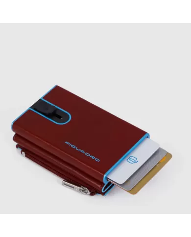 Piquadro Compact wallet con tasca monete Blue square Arancio