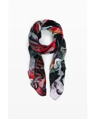 Desigual Foulard donna fiori Nero/Multicolor