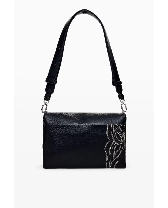 Desigual Borsa ricamo farfalla Nero