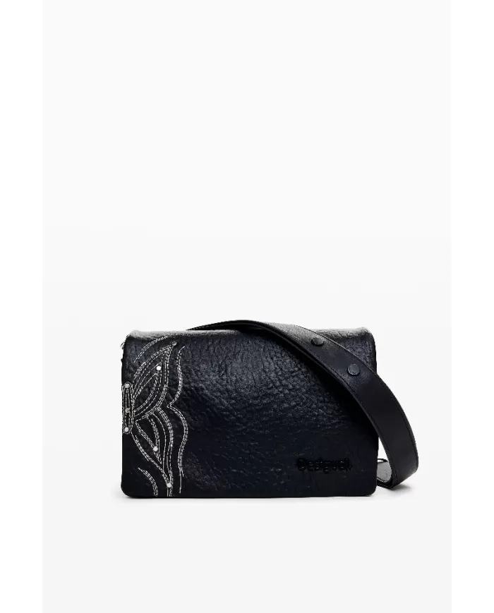 Desigual Borsa ricamo farfalla Nero