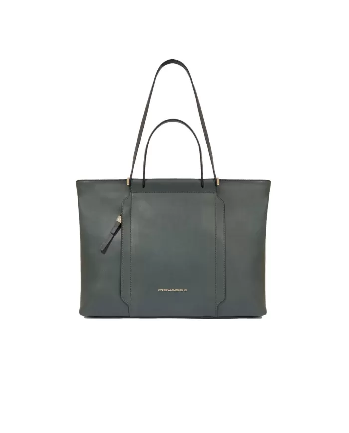 Piquadro Shopping bag in pelle Circle Verde