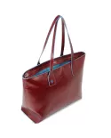 Piquadro Shopping bag in cuoio vintage, con tasca porta tablet, Piquadro "Blue square". Rosso