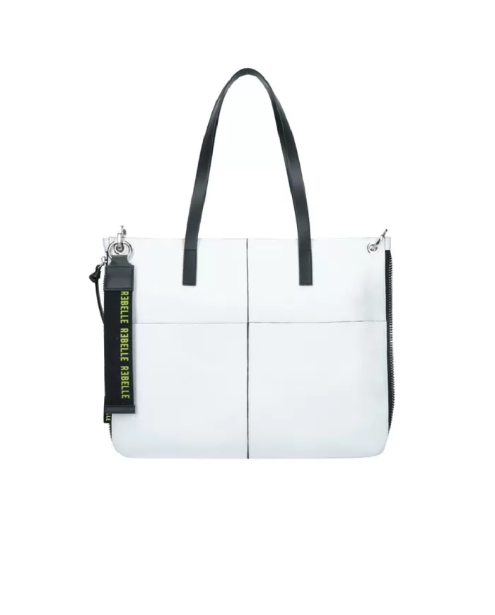 REBELLE Shopping bag in pelle Cassandra Bianco