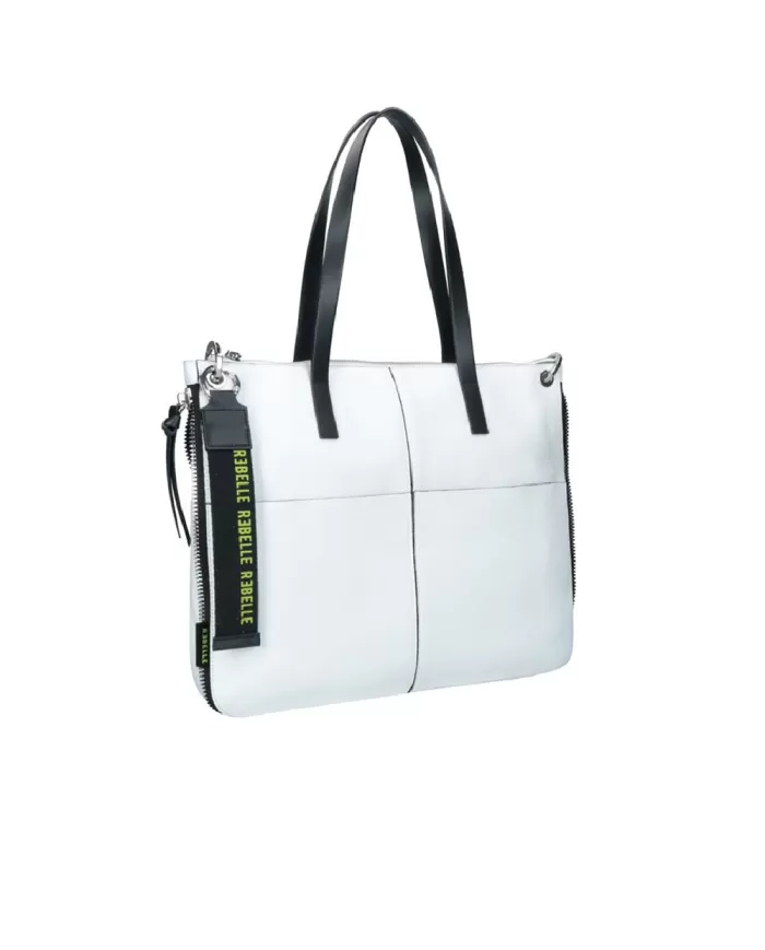 REBELLE Shopping bag in pelle Cassandra Bianco