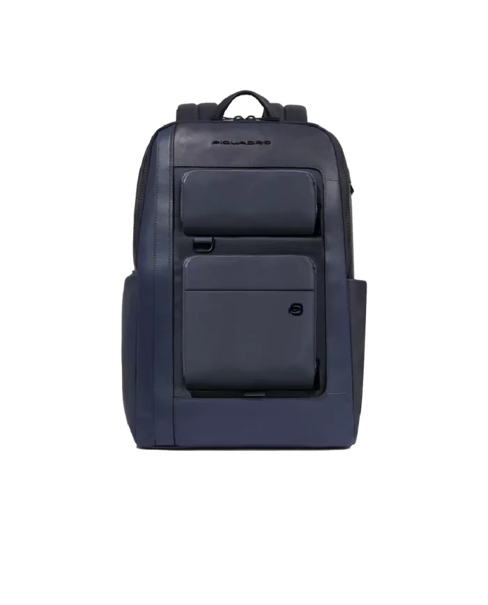 Piquadro Zaino in pelle con porta pc 15,6" Liko Blu