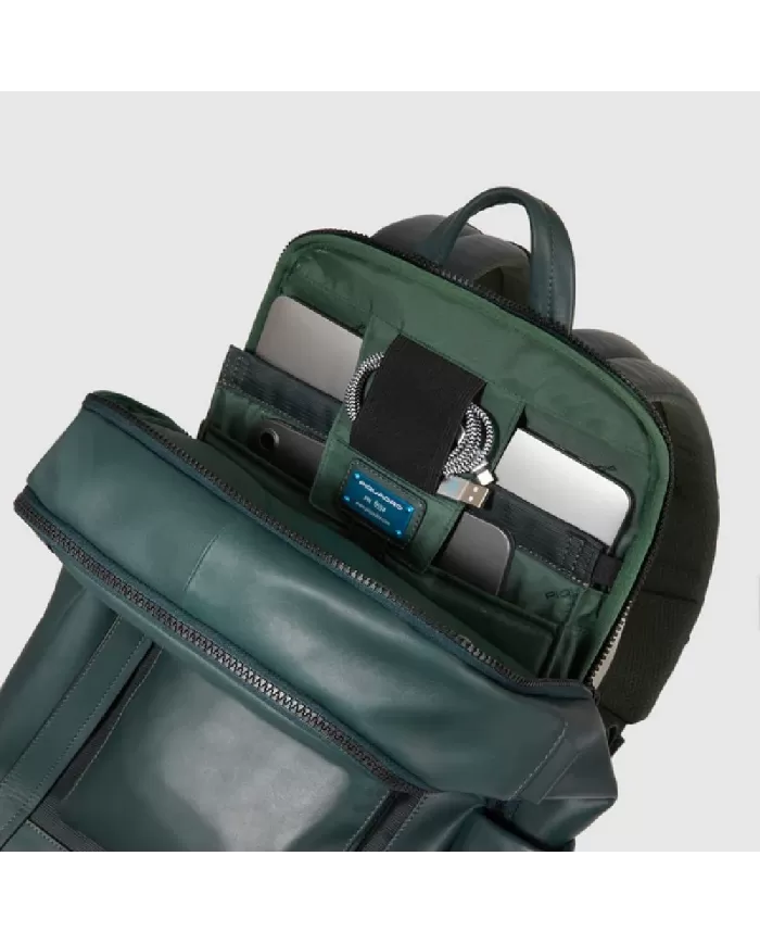 Piquadro Zaino in pelle con porta pc 15,6" Liko Verde