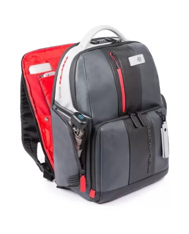 Piquadro Zaino porta pc 15,6" pelle con placca USB Nero