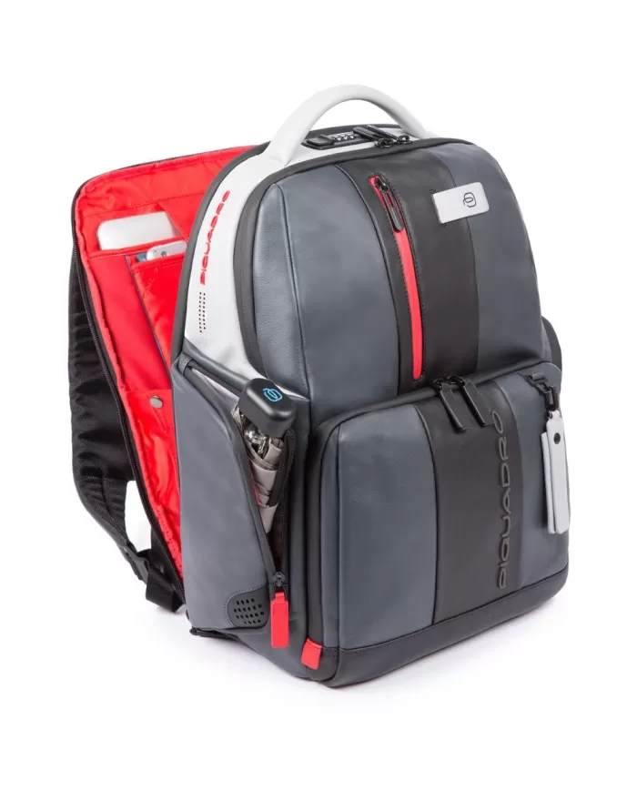 Piquadro Zaino porta pc 15,6" pelle con placca USB Nero