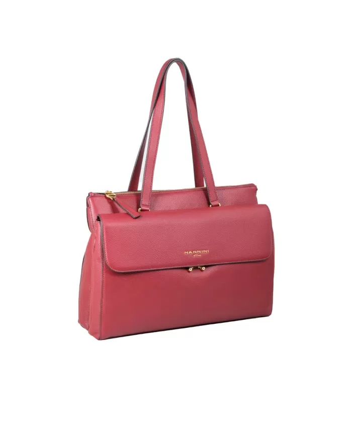 Nannini Shopping bag in pelle Tecla Bordeaux