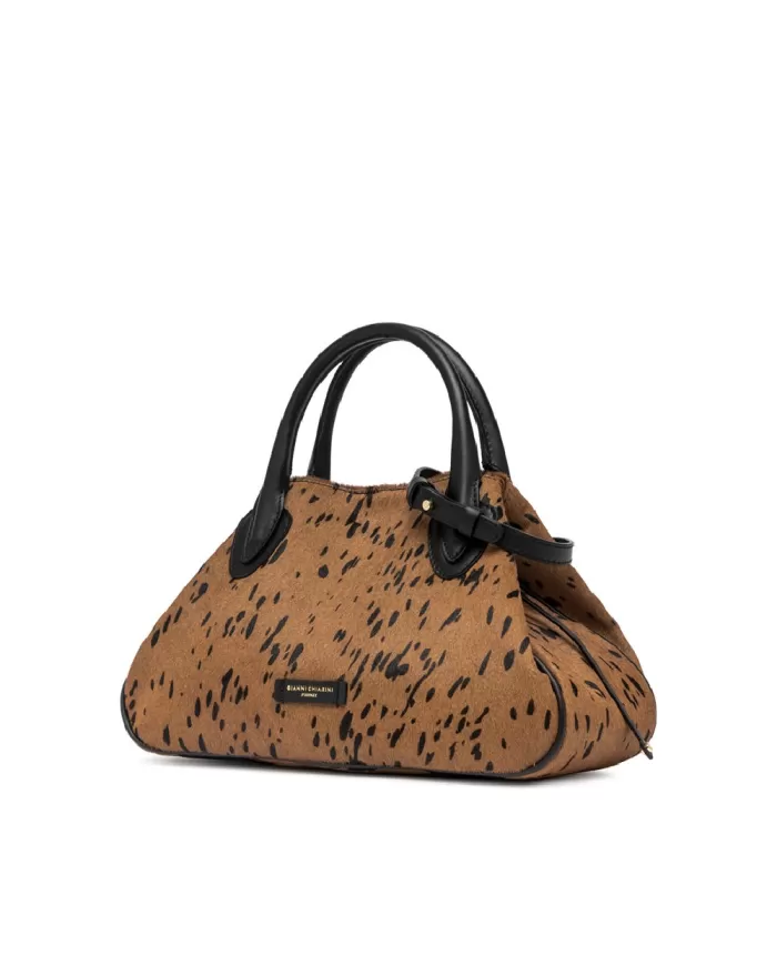 Gianni Chiarini Borsa Judy in pelle cavallino Cuoio/Nero