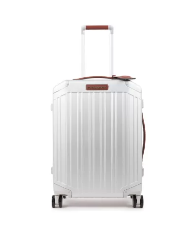 Piquadro Trolley bagaglio a mano in alluminiio e pelle "ALU" Alluminio