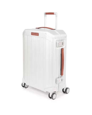 Piquadro Trolley bagaglio a mano in alluminiio e pelle "ALU" Alluminio