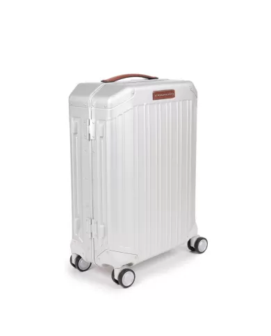Piquadro Trolley bagaglio a mano in alluminiio e pelle "ALU" Alluminio