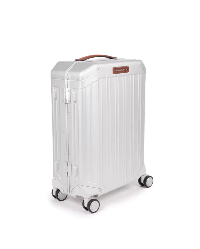 Piquadro Trolley bagaglio a mano in alluminiio e pelle "ALU" Alluminio