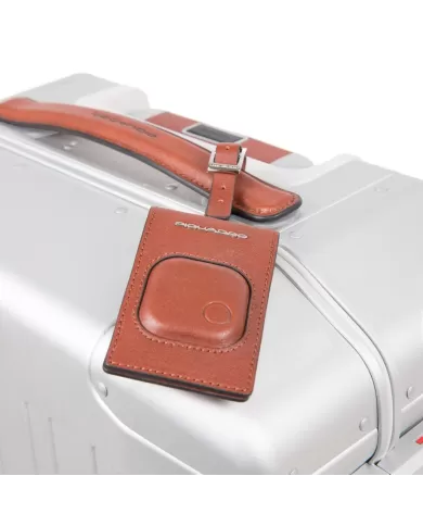 Piquadro Trolley bagaglio a mano in alluminiio e pelle "ALU" Alluminio