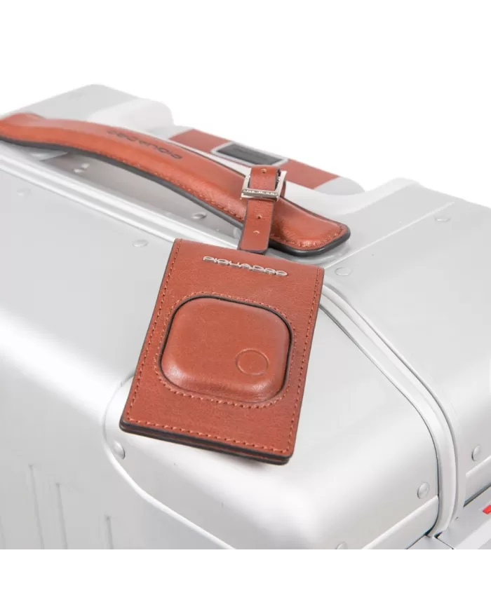 Piquadro Trolley bagaglio a mano in alluminiio e pelle "ALU" Alluminio