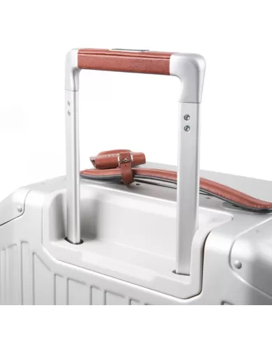 Piquadro Trolley bagaglio a mano in alluminiio e pelle "ALU" Alluminio