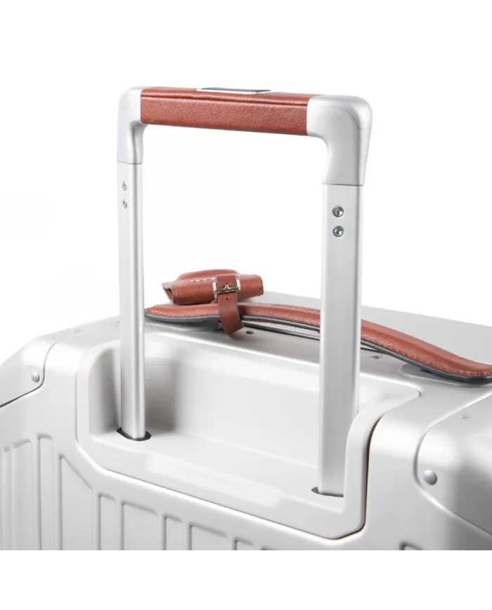 Piquadro Trolley bagaglio a mano in alluminiio e pelle "ALU" Alluminio