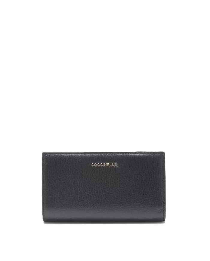 Coccinelle Portafoglio in pelle Metallic soft Nero Coccinelle Portafoglio in pelle Metallic soft Nero