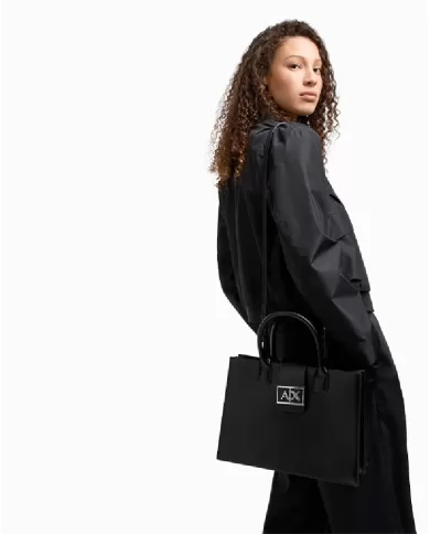 Armani Exchange Borsa a mano grande Nero