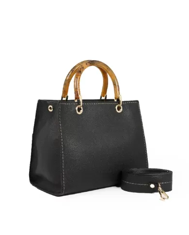 Visona Borsa a mano manici rigidi Nero