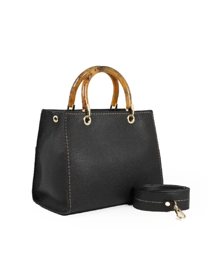 Visona Borsa a mano manici rigidi Nero