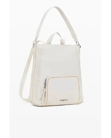 Desigual Zaino borsa cuciture colorate Bianco