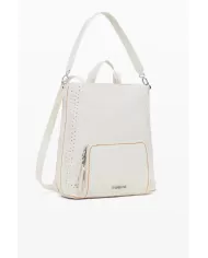 Desigual Zaino borsa cuciture colorate Bianco