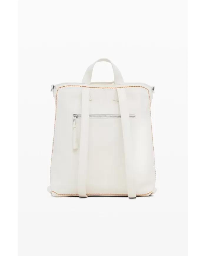Desigual Zaino borsa cuciture colorate Bianco