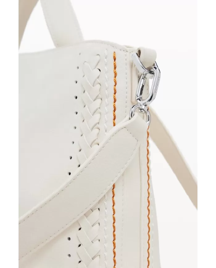 Desigual Zaino borsa cuciture colorate Bianco