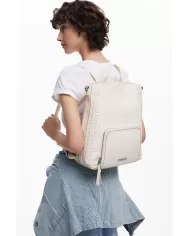 Desigual Zaino borsa cuciture colorate Bianco